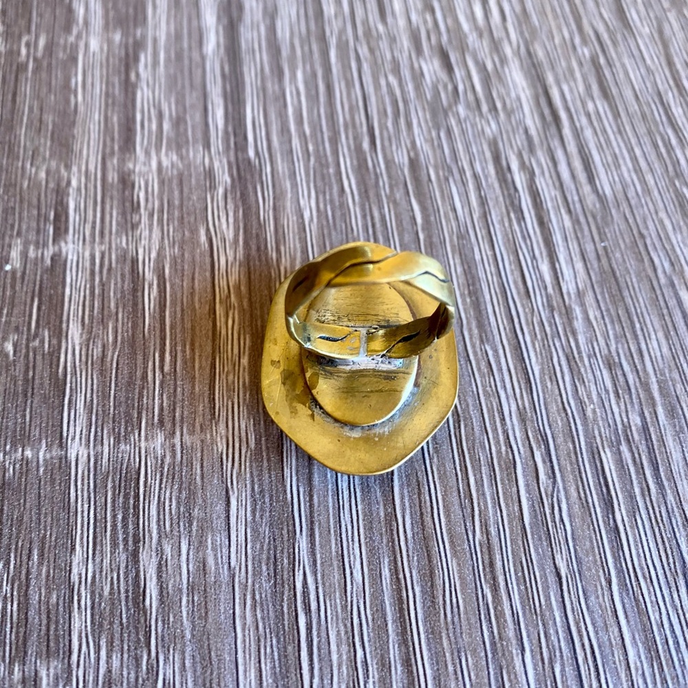 Brass And Turquoise Statement Ring - image 4